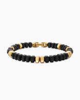 Hex Bead Bracelet with Black Onyx and 18K Yellow Gold, 8mm